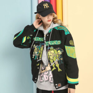 Streetwear Jacket with Cartoon Embroidery-TMNT