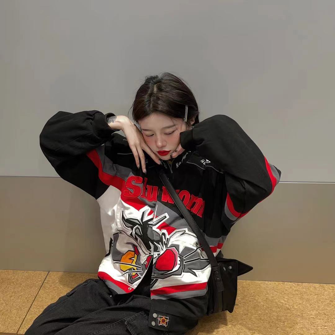 Vintage Streetwear Jacket with Cartoon Embroidery - Image 2