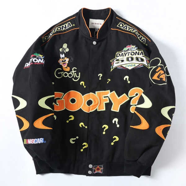 Unisex Streetwear Jacket with Cartoon Embroidery - Disney Goofy