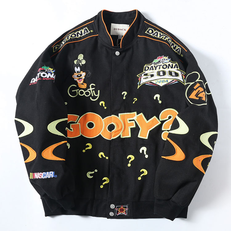 Unisex Streetwear Jacket with Cartoon Embroidery - Disney Goofy