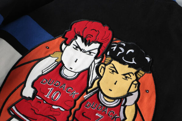 Unisex Streetwear Vintage Jacket with Cartoon Embroidery - SLAM DUNK - Image 3