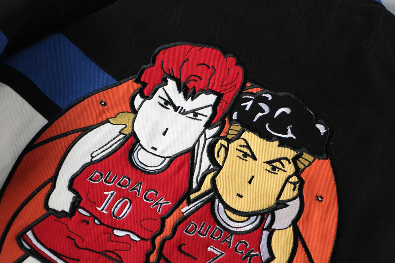 Unisex Streetwear Vintage Jacket with Cartoon Embroidery - SLAM DUNK - Image 3