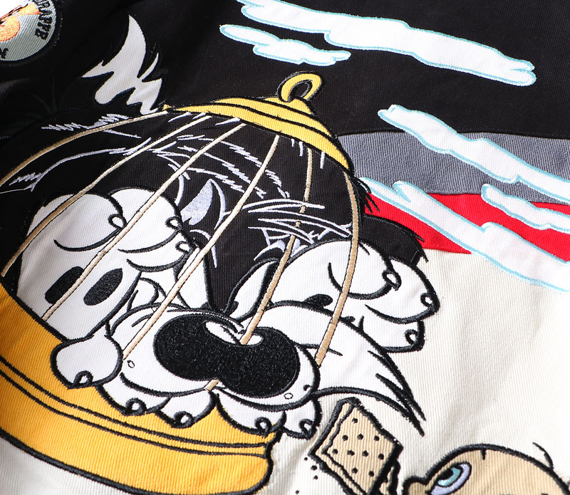 Unisex Vintage Streetwear Jacket with Cartoon Embroidery - Tweety & Sylvester - Image 6