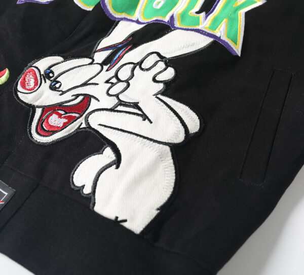 Unisex Streetwear Vintage Jacket with Cartoon Embroidery - Looney Tunes Bugs Bunny - Image 8