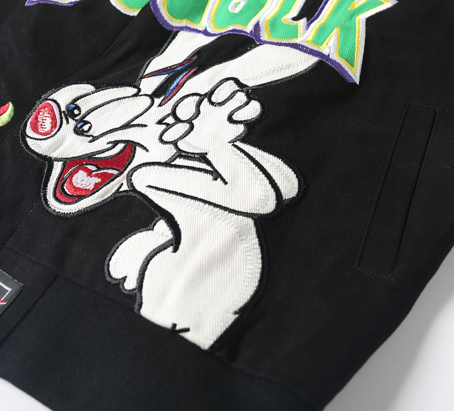 Unisex Streetwear Vintage Jacket with Cartoon Embroidery - Looney Tunes Bugs Bunny - Image 8