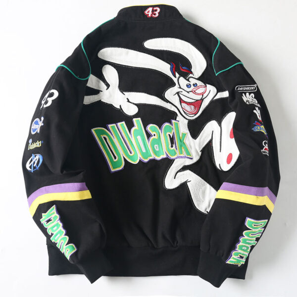 Unisex Streetwear Vintage Jacket with Cartoon Embroidery - Looney Tunes Bugs Bunny - Image 2