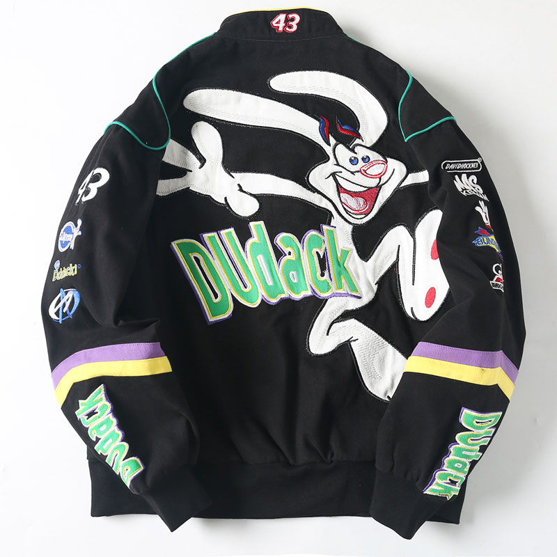 Unisex Streetwear Vintage Jacket with Cartoon Embroidery - Looney Tunes Bugs Bunny - Image 2