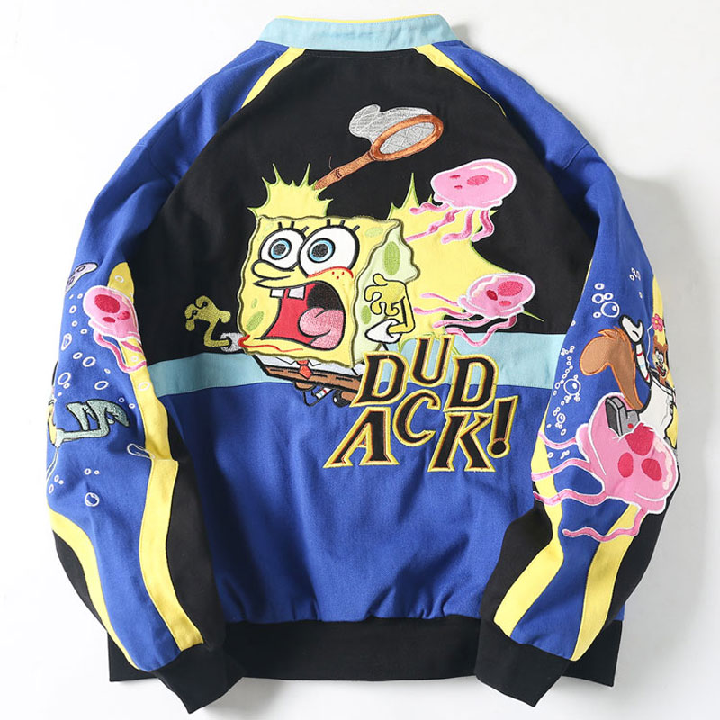 Unisex Streetwear Vintage Jacket with Cartoon Embroidery - Looney Tunes Bugs Bunny - Image 3