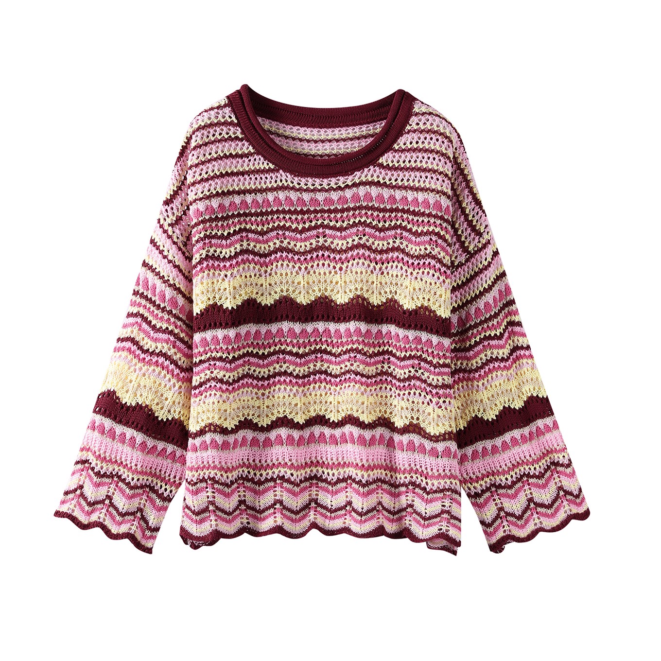 Women's Sunset Blush Ripple-Knit Sweater