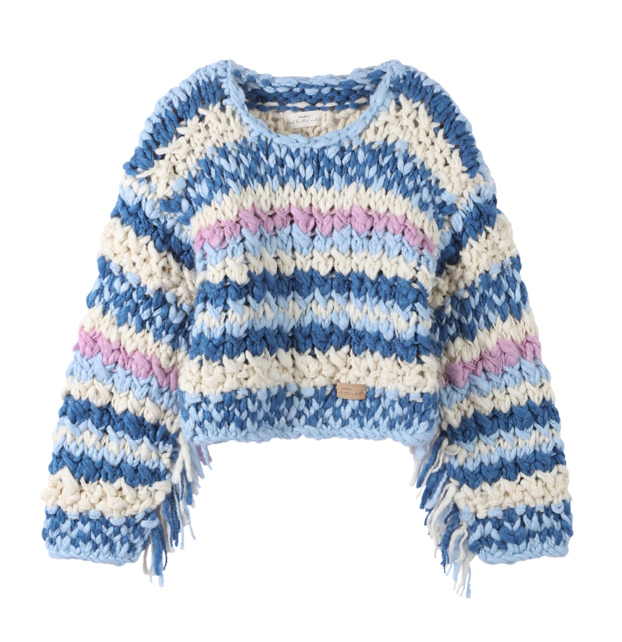 Blue Fringed Statement Pullover