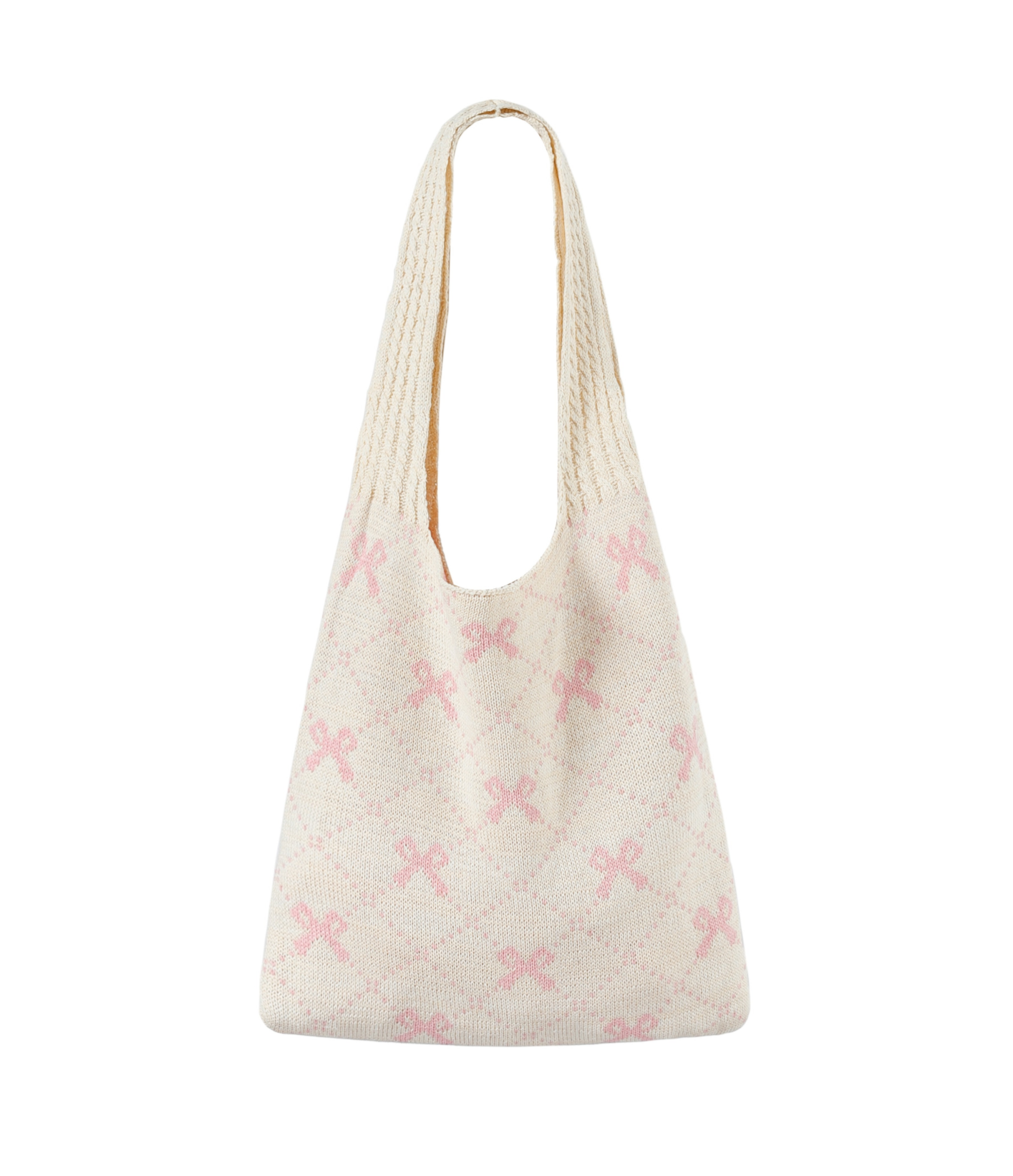 Bow-Accented Sweet Knitted Shoulder Bag - Image 4