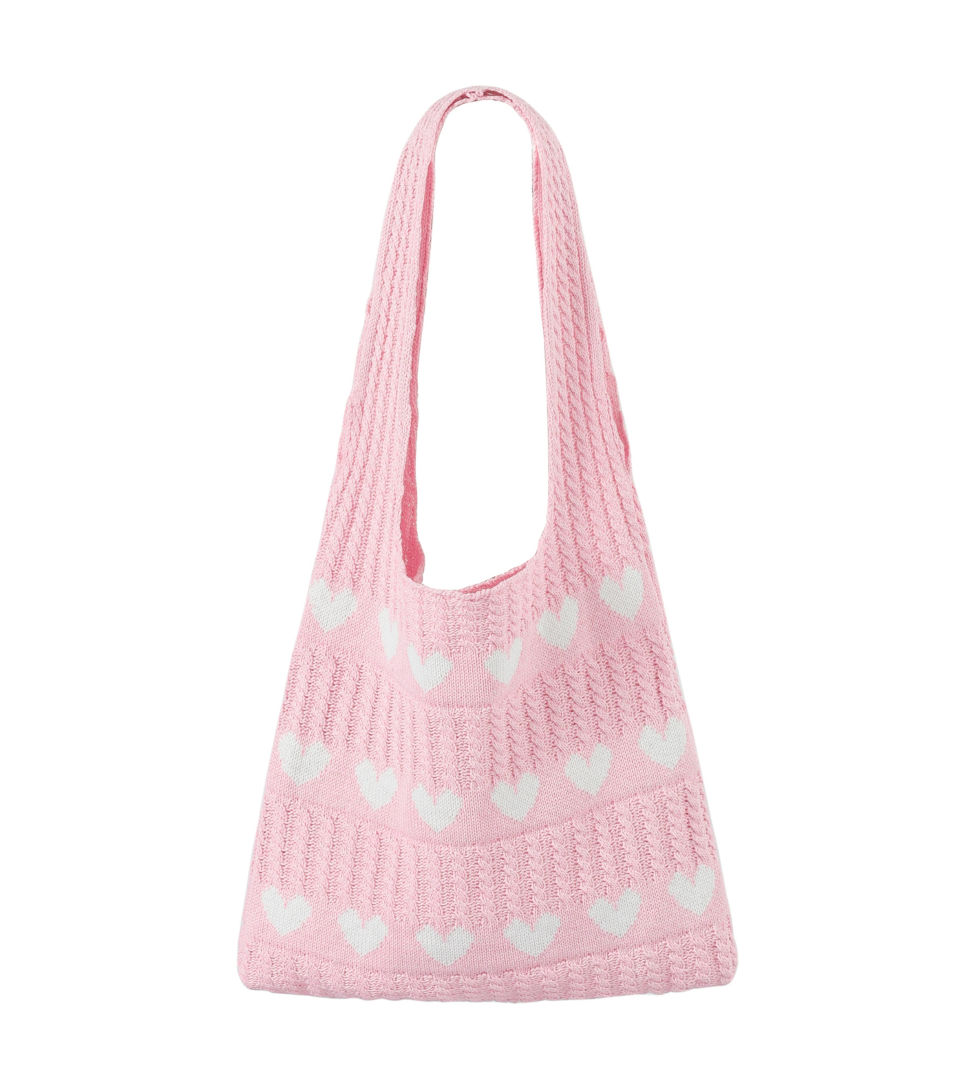 Heart-Accented Forest-Style Sweet Knitted Shoulder Bag - Image 3