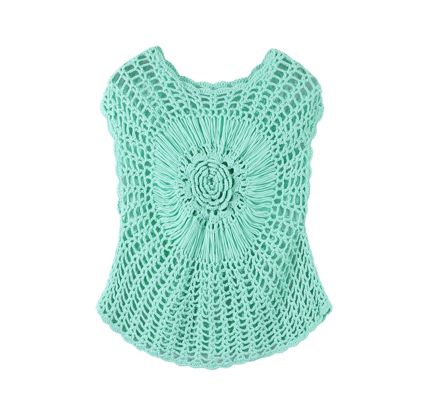 Sunflower Hand-Crocheted Sleeveless Tank Top