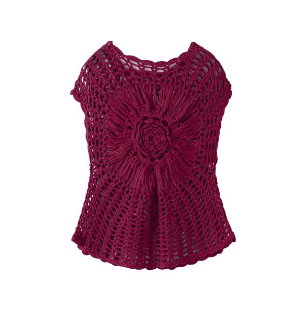 Sunflower Hand-Crocheted Sleeveless Tank Top - Image 2
