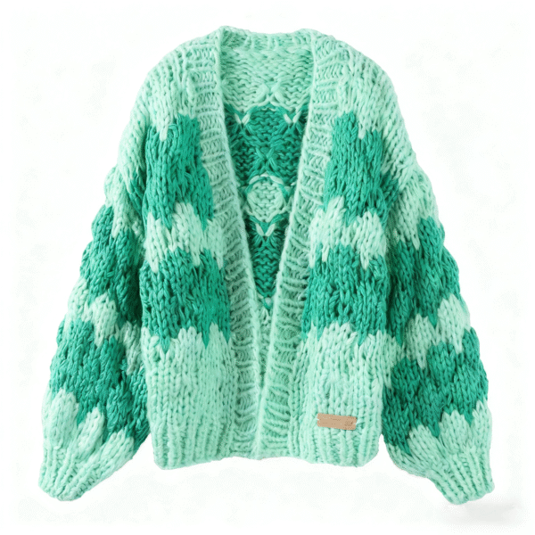 Forest Letter Mint Mambo Knit Cardigan