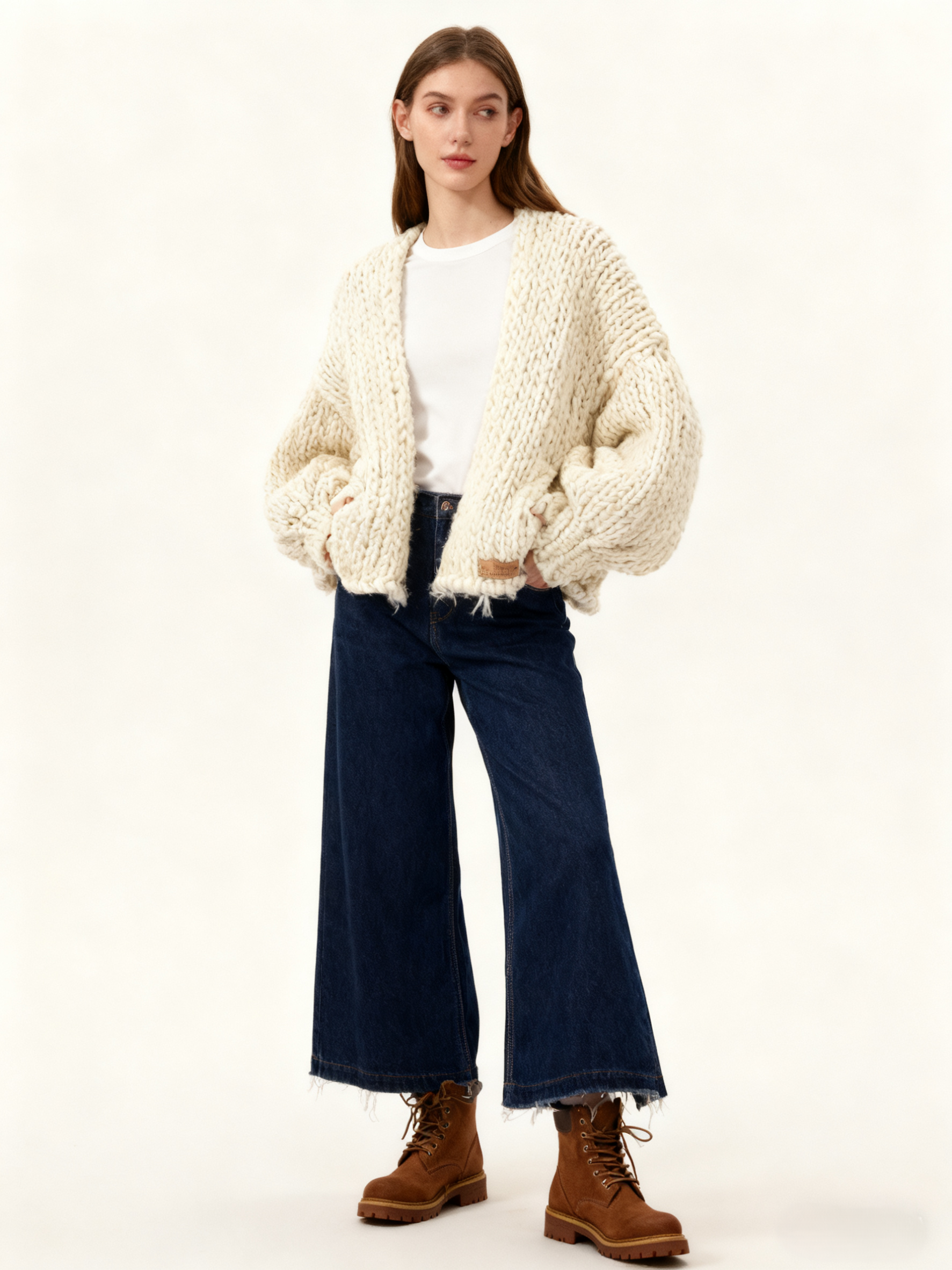 Vanilla Cream Hand-Knit Cardigan - Image 3