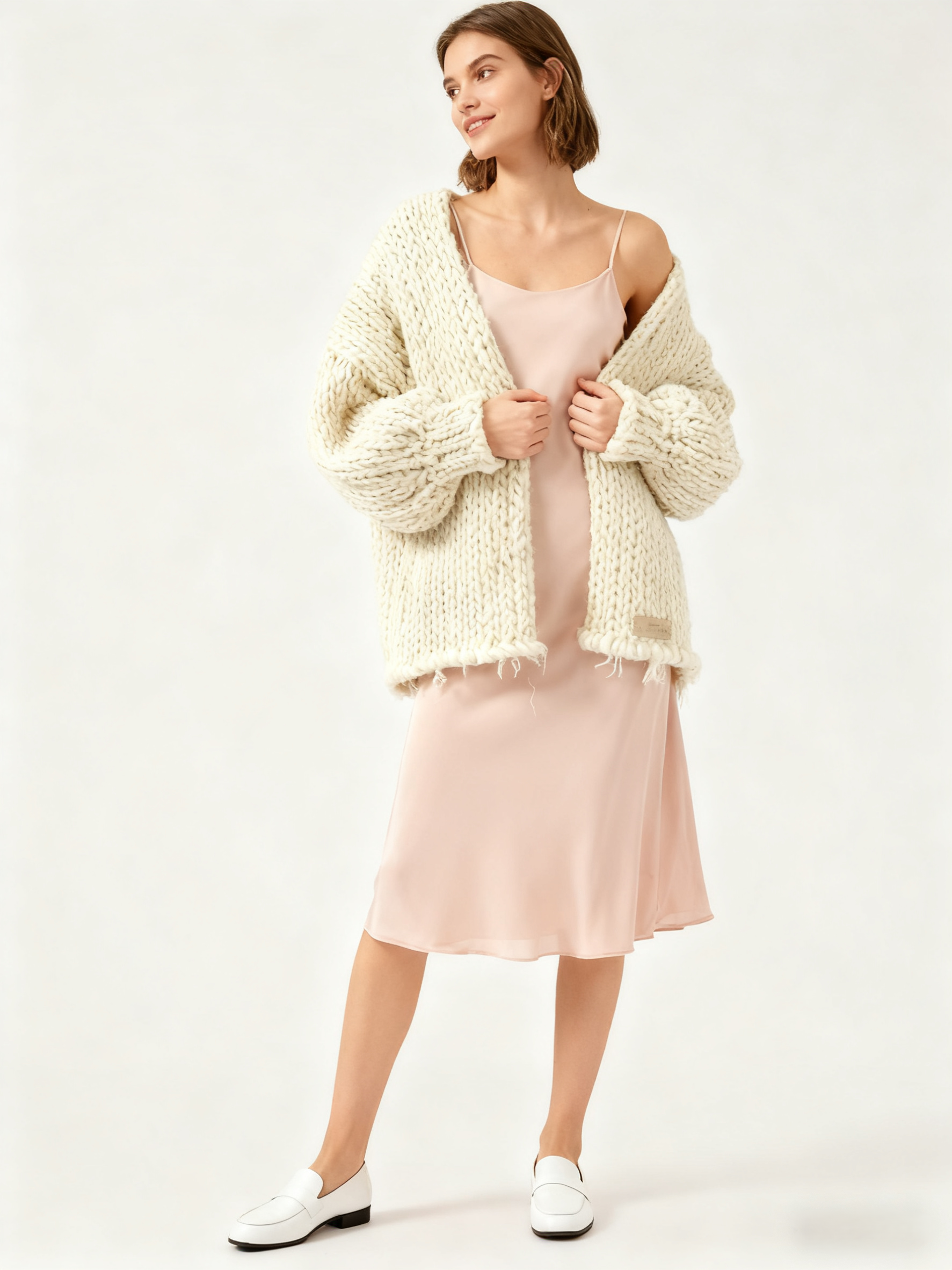 Vanilla Cream Hand-Knit Cardigan - Image 2