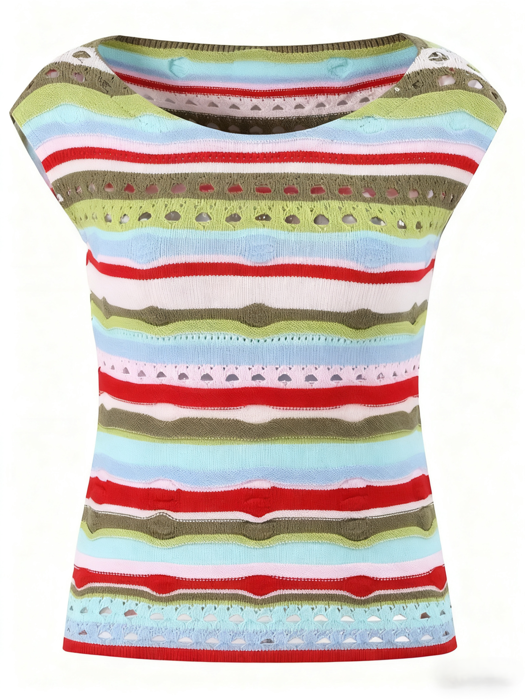 Multicolor Stripe Design Summer Knit Set - Image 4