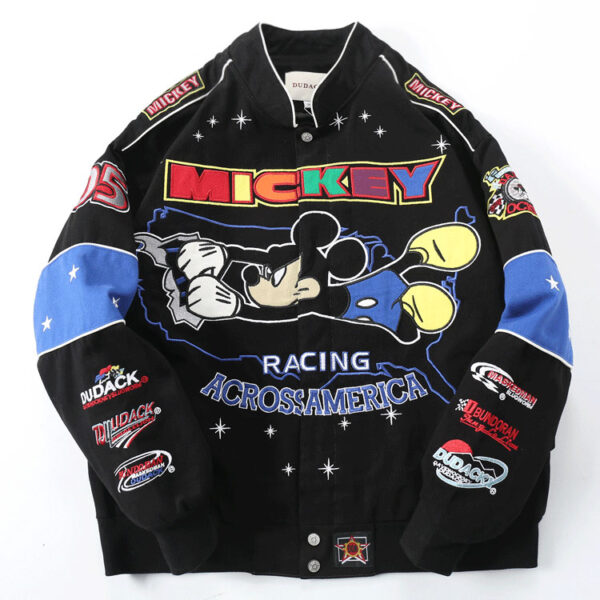 Mickey Mouse Racing Embroidered Streetwear Jacket