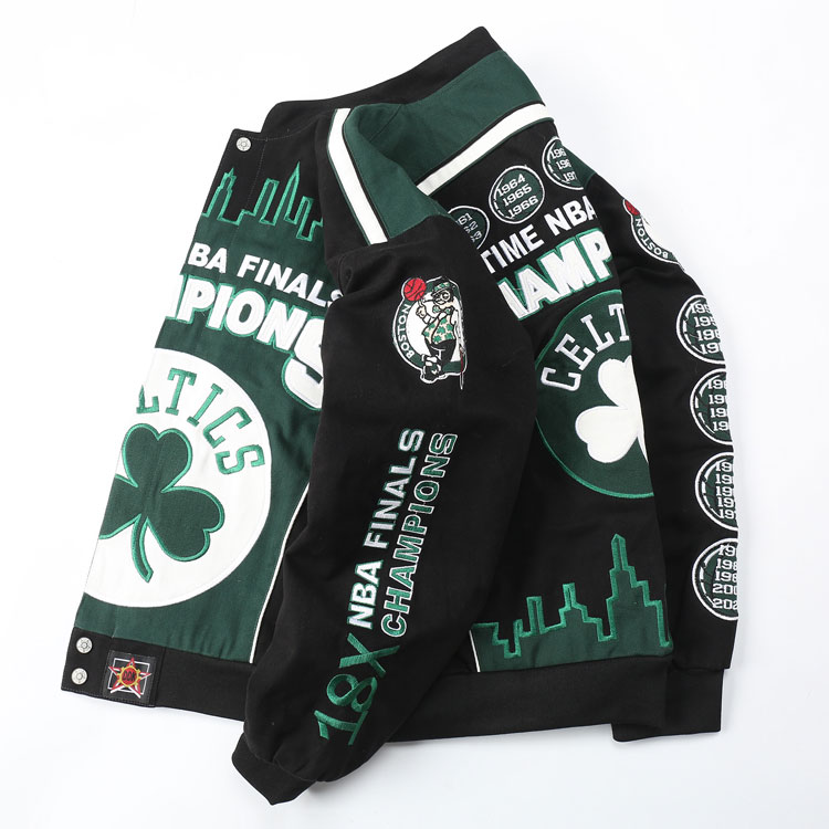 Boston Celtics Vintage Sport Streetwear Varsity Jacket - Image 2