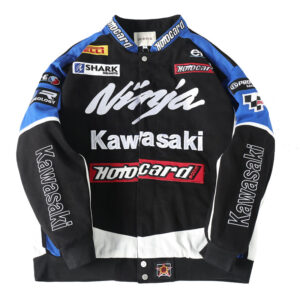 Multi-Logo Racing Embroidered Baseball Jacket