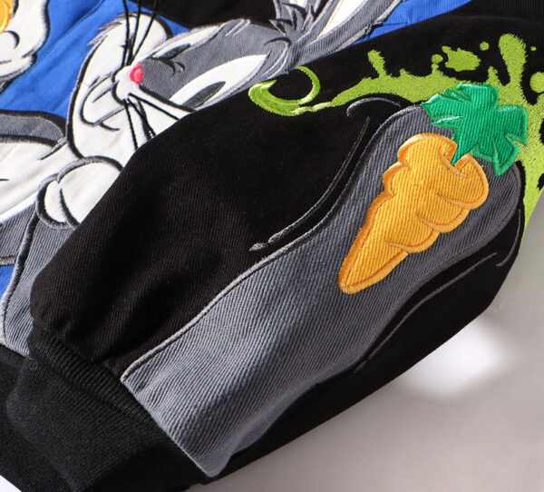Bugs Bunny Cartoon Embroidered Baseball Jacket - Image 3