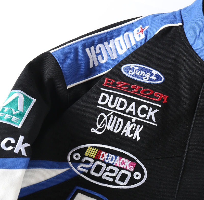 Retro Racing Multi-Badge Emb. Baseball Jacket - Image 6