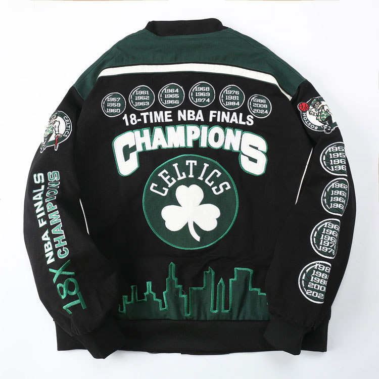 Boston Celtics Vintage Sport Streetwear Varsity Jacket - Image 3