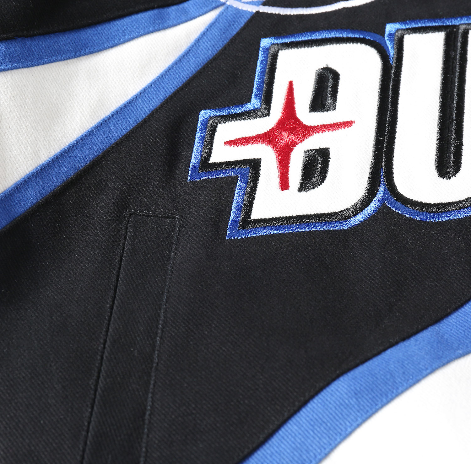 Retro Racing Multi-Badge Emb. Baseball Jacket - Image 4