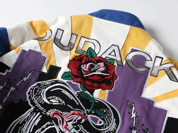 DUDACK Retro Rebel Baseball Jacket - Snake & Rose - Image 3