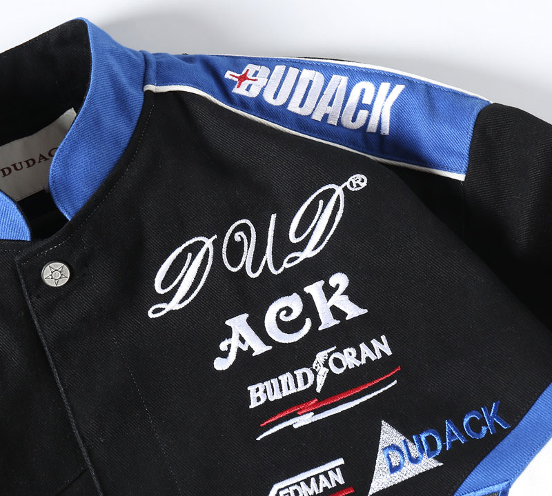 Retro Racing Multi-Badge Emb. Baseball Jacket - Image 3