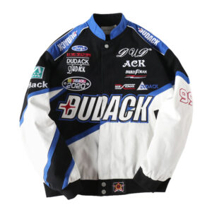 Retro Racing Multi-Badge Emb. Baseball Jacket
