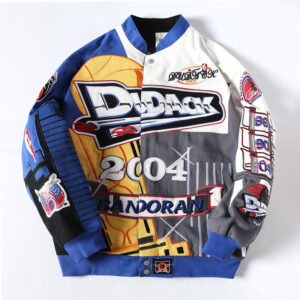 Color-Block Element Vintage Baseball Jacket