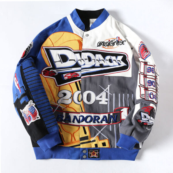 Color-Block Element Vintage Baseball Jacket