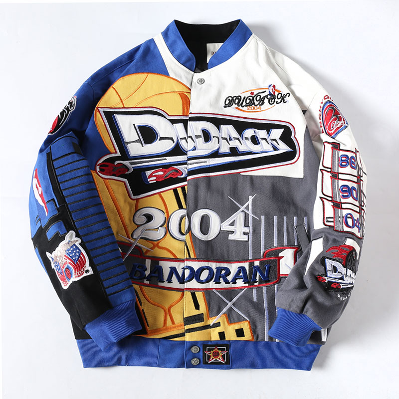 Color-Block Element Vintage Baseball Jacket