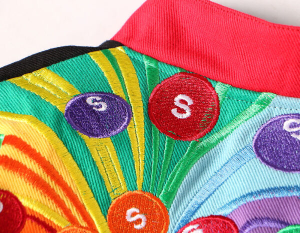 Colorful Embroidered Baseball Jacket - Image 3