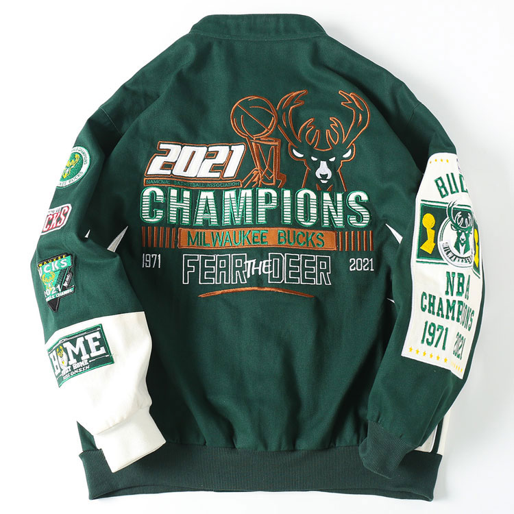 2021 Milwaukee Bucks Champions Commemorative Baseball Jacket - Image 12